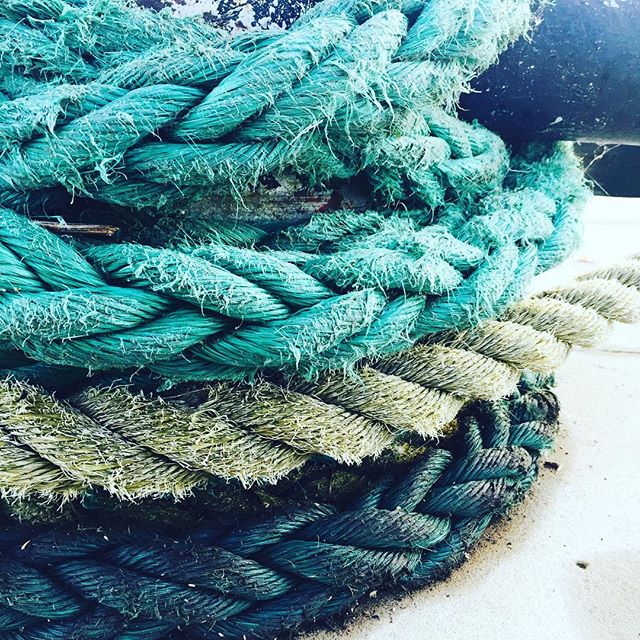 Closeup of colorful marine rope, perfect for a nautical or travel-themed design.